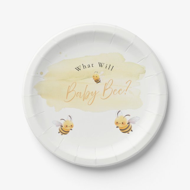 Assiettes En Carton Bee Gender Reveal Party Plates What Will Baby Bee (Devant)