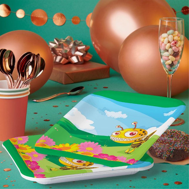 Assiettes En Carton Bee Monster mignonne mais Déplaisante dans un cham (Créateur téléchargé)