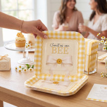 BEE-utiful Baby Shower Yellow Bow Plates