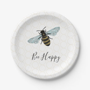 Assiettes En Carton Bee Whimsical Happy Gold Honeycomb