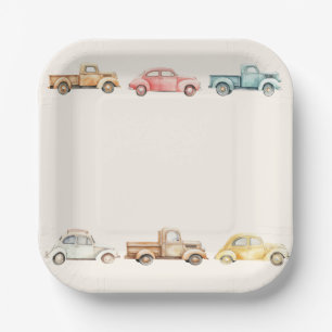 Assiettes En Carton Beep Beep Beep Vintage Voiture Plaque de Camion