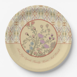 Assiettes En Carton Beige Avec Rose