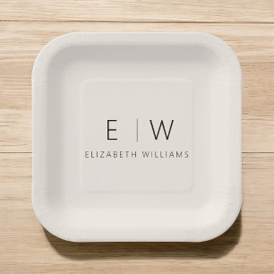 Assiettes En Carton Beige neutre classique élégant minimaliste moderne