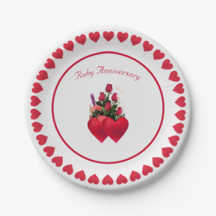 Assiettes En Carton Bel anniversaire Ruby