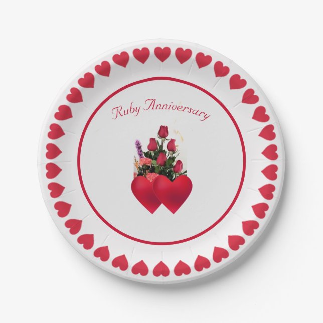 Assiettes En Carton Bel anniversaire Ruby (Devant)