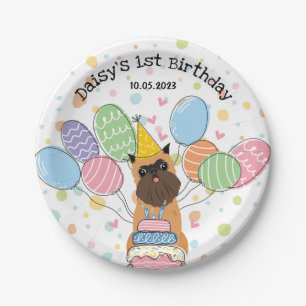 Assiettes En Carton Belge Brussels Griffon Chien fête d'anniversaire