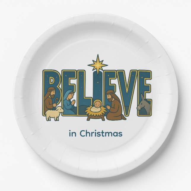 Assiettes En Carton Believe nativity  (Devant)
