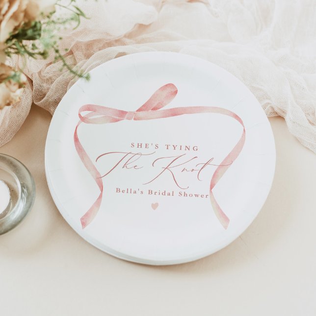 Assiettes En Carton BELLA Blush Bow Elle se marie Shower Nuptial (Créateur téléchargé)