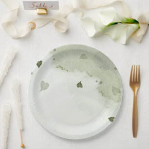 Assiettes En Carton belle aquarelle verte