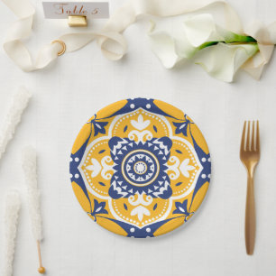Assiettes En Carton 💛 💙 🤍 Belle Azulejos bleu et jaune