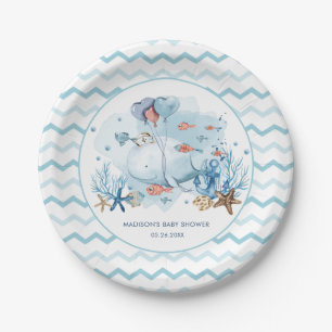 Assiettes En Carton Belle baleine sous le Baby shower marin des Garço
