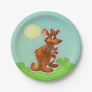 Assiettes En Carton Belle caricature kangourou plaque