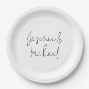 Assiettes En Carton Belle Chic Calligraphie Couple Noms