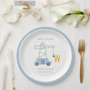 Assiettes En Carton Belle construction grue Boy's Urban Baby shower