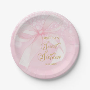 Assiettes En Carton Belle Coquette Pink Ribbon Bows Sweet 16 Seteen