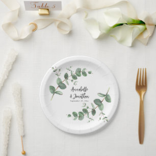 Assiettes En Carton Belle délicate feuille d'eucalyptus feuillage mari