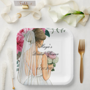 Assiettes En Carton belle douche nuptiale rose floral