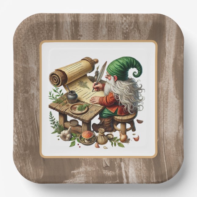 Assiettes En Carton Belle écriture fête gnome (Recto)