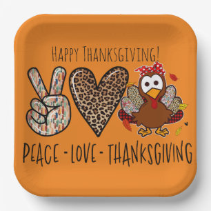 Assiettes En Carton Belle et amusante Peace Love Thanksgiving Party