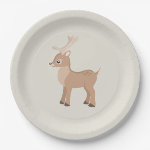 Assiettes En Carton Belle forêt de cerfs