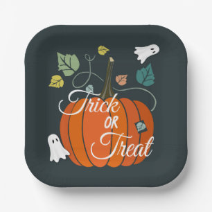 Assiettes En Carton Belle Halloween Citrouille et Fantômes Trick ou Tr