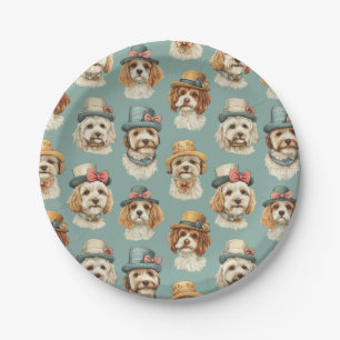 Assiettes En Carton Belle illustration de Chiens en Casquette