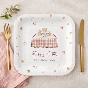 Assiettes En Carton Belle main tiré Printemps Pâques Brunch