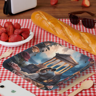 Assiettes En Carton Belle mariée et marié debout au bord de la mer