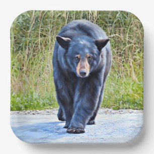Assiettes En Carton Belle Ours Noir - Plaque Papier