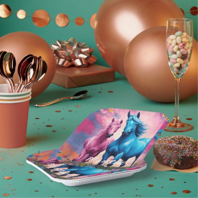 Assiettes En Carton Belle révélation de genre filly ou Colt (Multi)