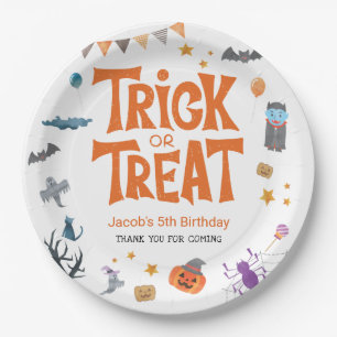 Assiettes En Carton Belle Trick ou traiter Halloween 5e anniversaire f