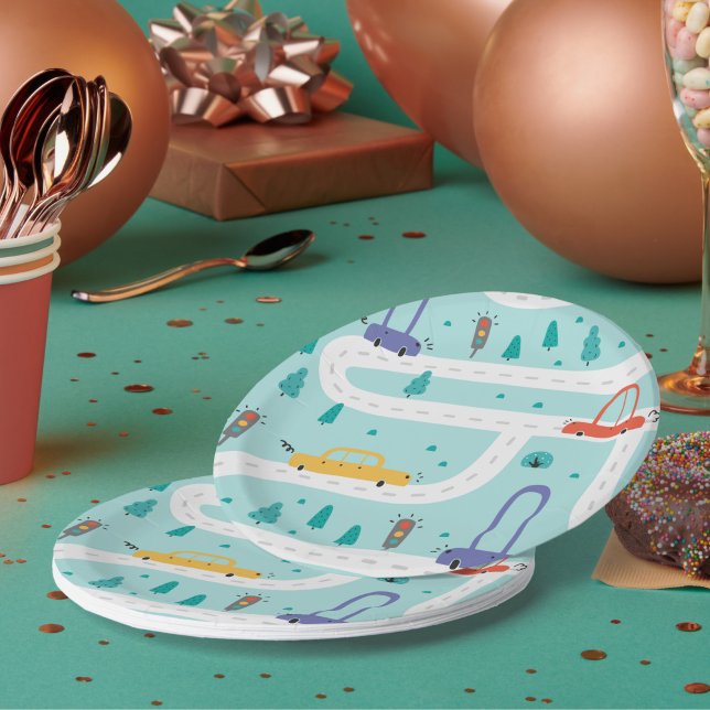 Assiettes En Carton Belle Voiture Boy Fête d'Anniversaire (Créateur téléchargé)