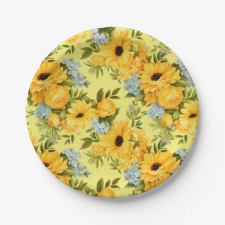 Assiettes En Carton Belles fleurs jaunes