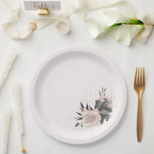 Assiettes En Carton belles fleurs rose grise rose