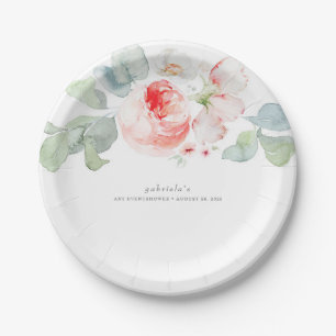 Assiettes En Carton Belles fleurs roses élégantes délicates