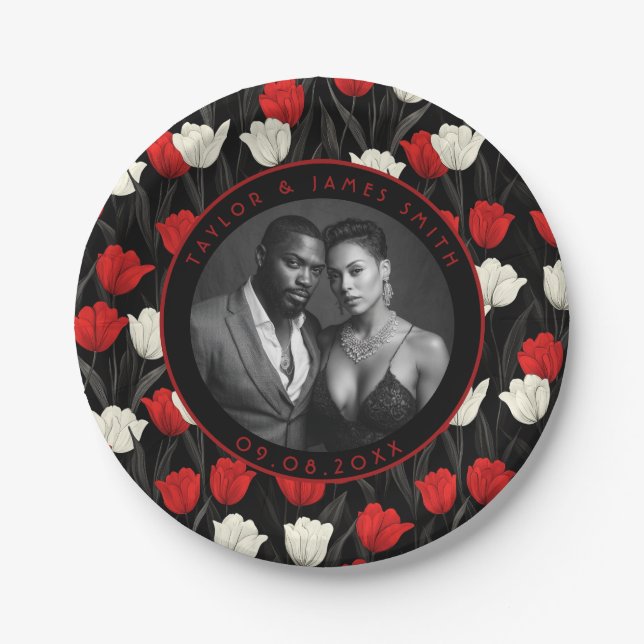 Assiettes En Carton Belles Plaques Mariages Tulip Pour Mariage d'été (Devant)