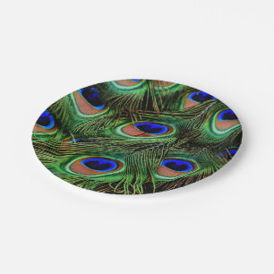 Assiettes En Carton Belles plumes de paon