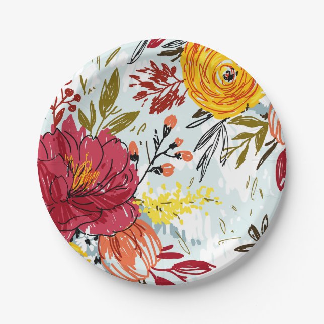 Assiettes En Carton Belles Roses (Devant)