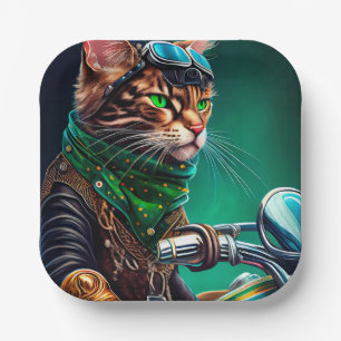 Assiettes En Carton Bengal Chat conduire vélo St. Patrick's Day