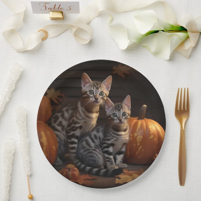 Assiettes En Carton Bengal Kitten Automne Citrouille de plaisir (Mariage)