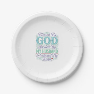 Assiettes En Carton Béni par Dieu gâté par mon mari conception de t-sh