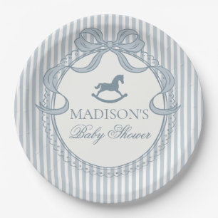 Assiettes En Carton Berceau à bascule Cheval à arc coquette Bleu Baby