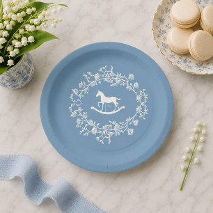 Assiettes En Carton Berceau Préparatoire Bleu de Wedgewood pour Baby S