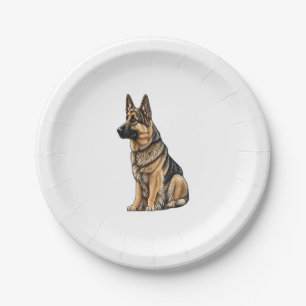 Assiettes En Carton Berger allemand assis