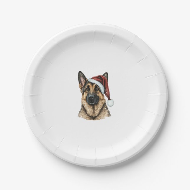 Assiettes En Carton Berger allemand Père Noël Chien Noël (Devant)