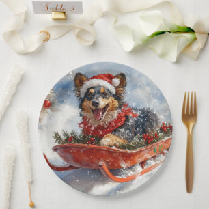 Assiettes En Carton Berger belge en traîneau 'Laissez tomber la neige'