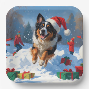 Assiettes En Carton Berger belge Scène de neige festive de Noël