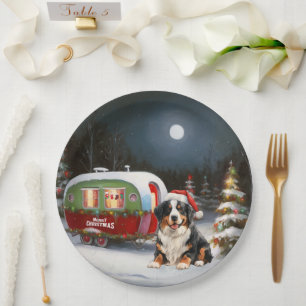 Assiettes En Carton Bernese Mountain Caravan Christmas Adventure