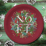 Assiettes En Carton Berries vertes NOEL Noël Rouge<br><div class="desc">Le mot NOEL et votre nom parmi les feuilles d'hiver et les baies rouges,  blanches et dorées sur un arrière - plan rouge de canneberge profonde (ou toute couleur),  ces plaques de papier sont élégantes pour toute occasion de Noël de vacances. CORRESPONDRE des articles dans notre magasin.</div>