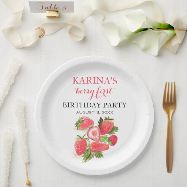 Assiettes En Carton Berry 1er Anniversaire Fraise fraise été (Mariage)